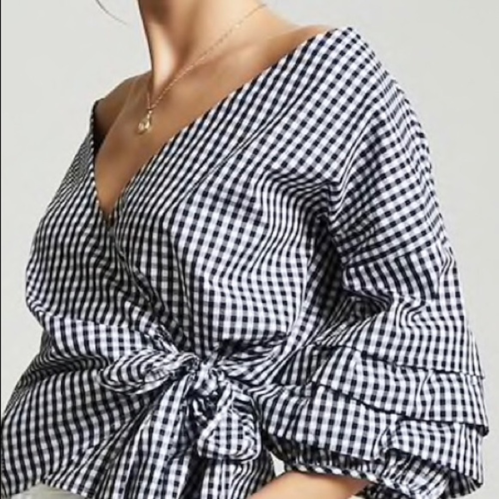 Gingham wrap top
